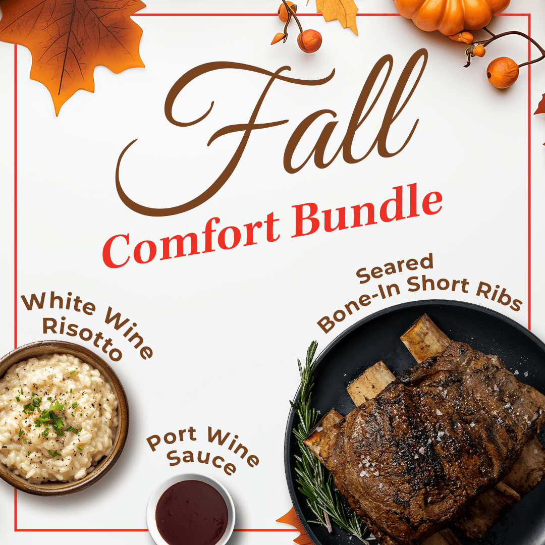 Cuisine Solutions Fall Comfort Bundle: Seared Bone-In Short Ribs, Port Wine Sauce, and White Wine Risotto