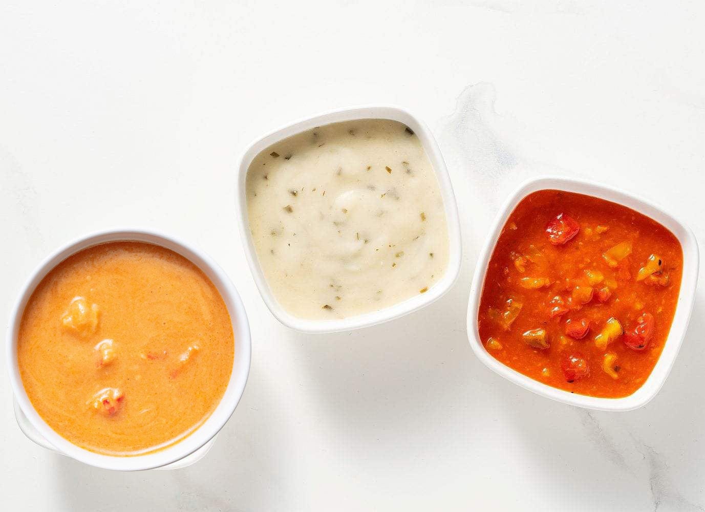 Cuisine Solutions Sauce Collection 2022 | Lemon Herb, Fire Roasted Pepper, & Lobster Sauce
